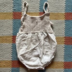 Tocoto Vintage Crochet Linen Romper